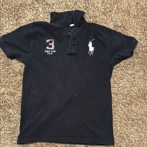 Navy Blue Polo Shirt with Embroidered Logo and Number